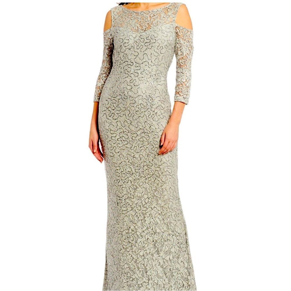 Marina Cold Shoulder Sequin Prom Dress Formal Gown Size 4